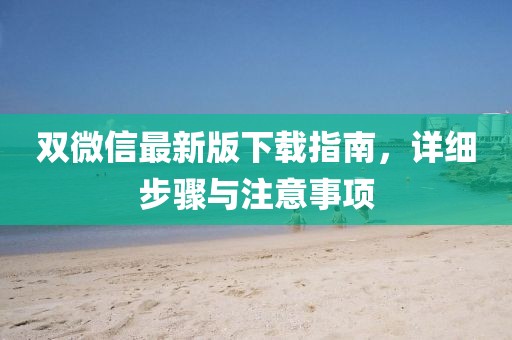 双微信最新版下载指南，详细步骤与注意事项