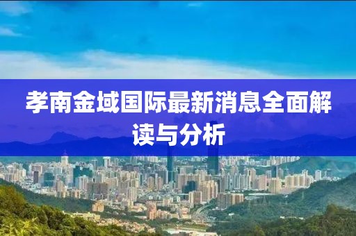 孝南金域国际最新消息全面解读与分析