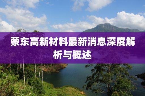蒙东高新材料最新消息深度解析与概述