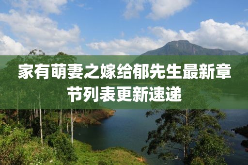 家有萌妻之嫁给郁先生最新章节列表更新速递