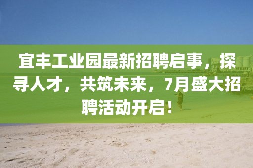 宜丰工业园最新招聘启事，探寻人才，共筑未来，7月盛大招聘活动开启！