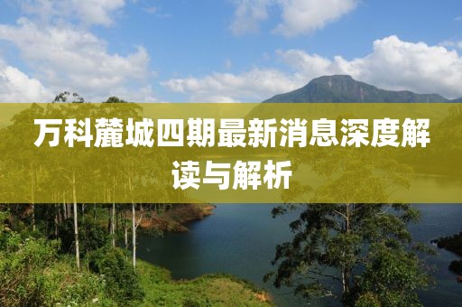 万科麓城四期最新消息深度解读与解析