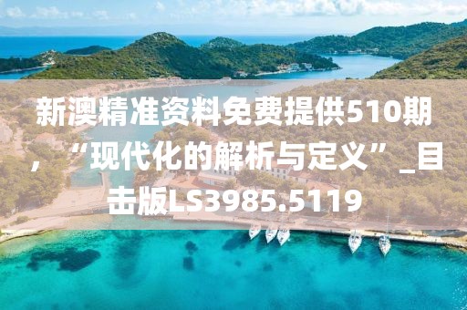 新澳精准资料免费提供510期，“现代化的解析与定义”_目击版LS3985.5119