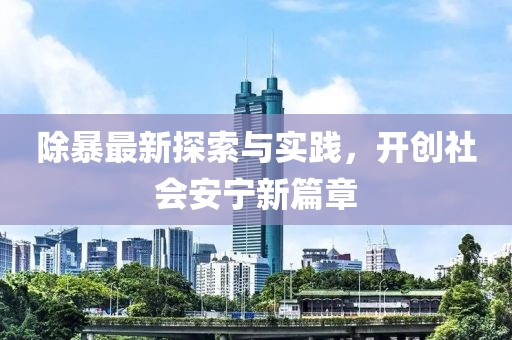 除暴最新探索与实践，开创社会安宁新篇章
