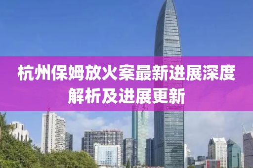 杭州保姆放火案最新进展深度解析及进展更新